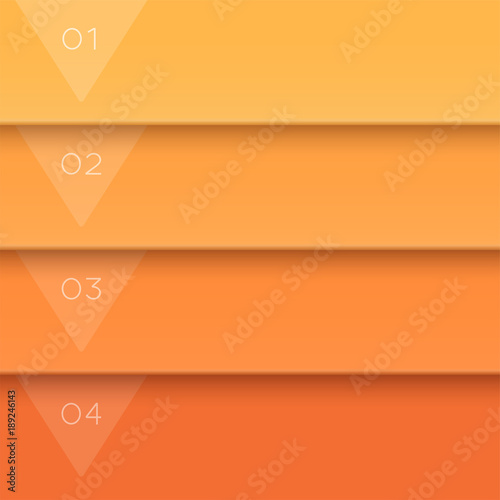 Vector 3D Orange Text Banner Page Template Steps 1 to 4
