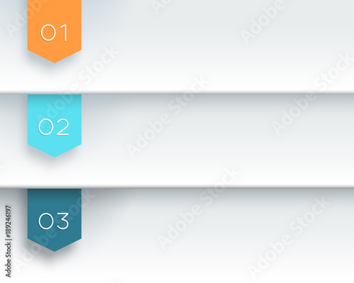 Vector 3D White Text Banner Flags Number 1 to 3