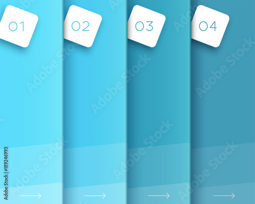 Vector 3D Blue Vertical Text Banner Template Steps 1 to 4