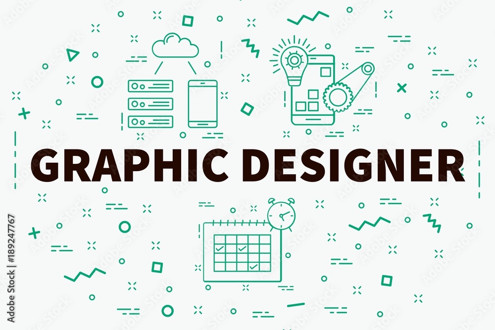 Conceptual business illustration with the words graphic designer Conceptual business illustration with the words graphic designer