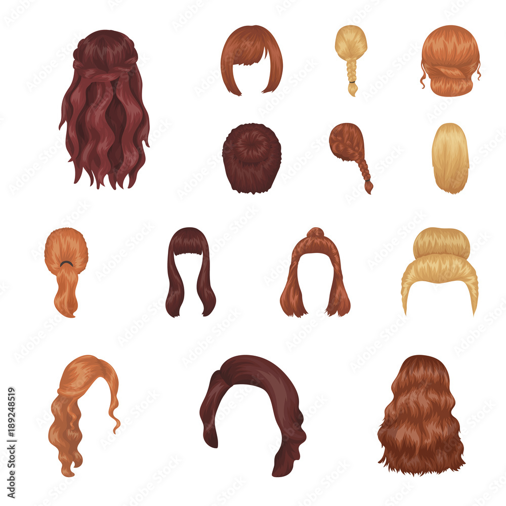 Female Hairstyle Cartoon Icons In Set Collection For Design Stylish