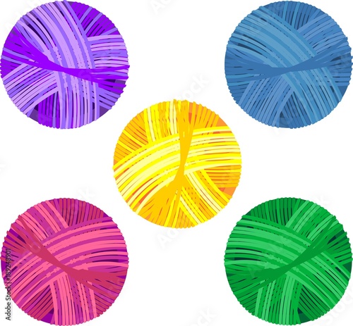 Set of colorful yarn balls