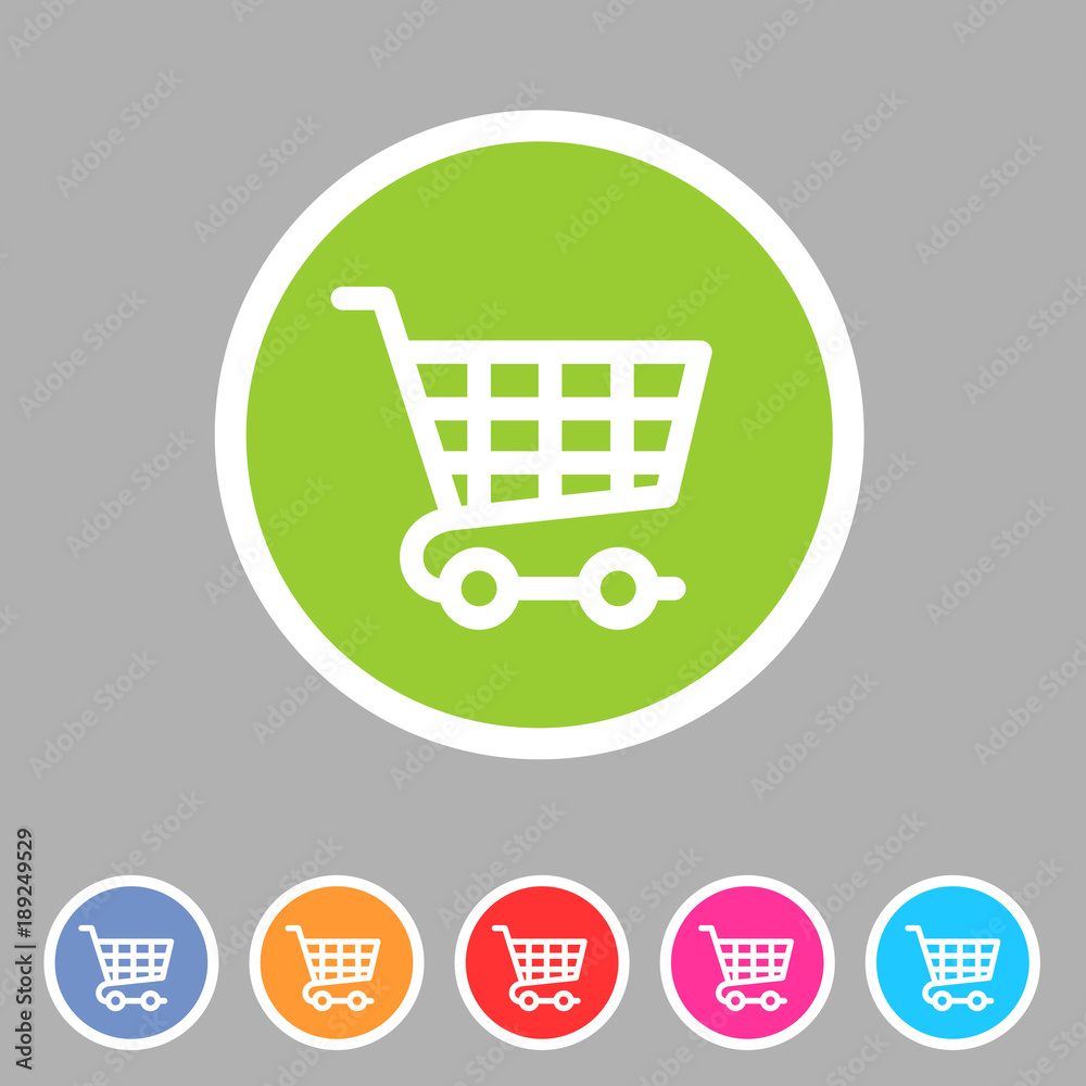 Shopping cart icon flat web sign symbol logo label Shopping cart icon flat web sign symbol logo label