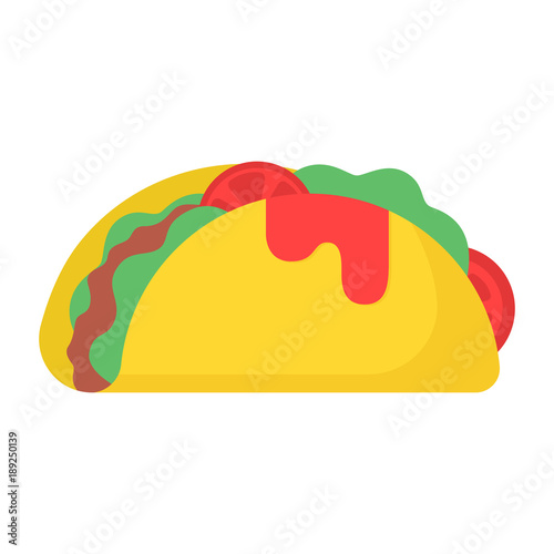 Icon taco with meat with fresh vegetables