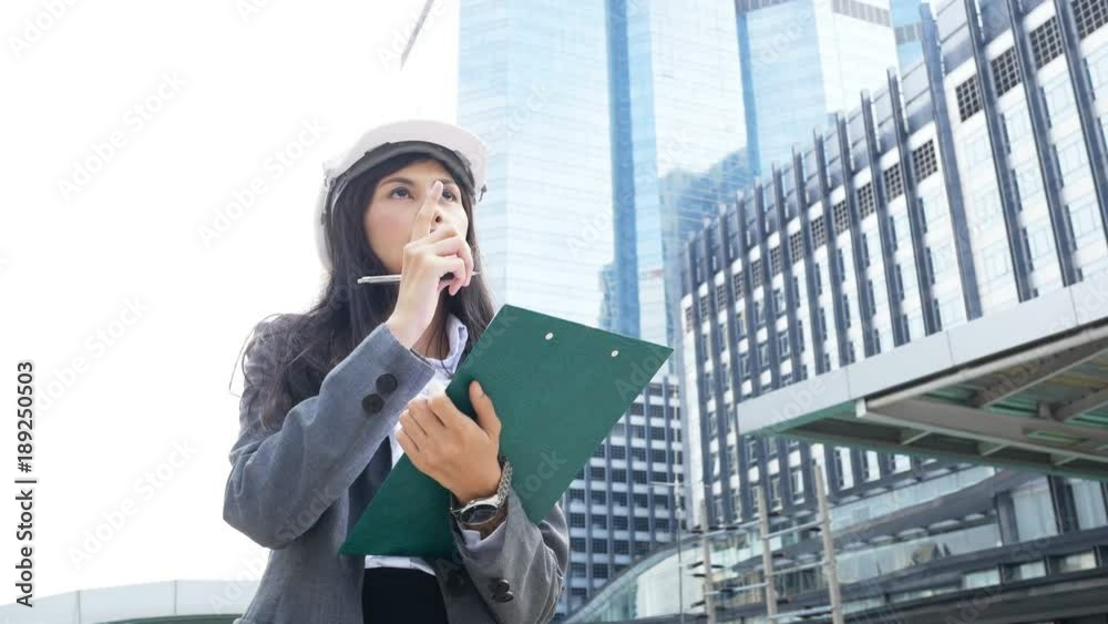 Happy smile Architect business woman looking to the future. Happy smile Architect business woman looking to the future.
