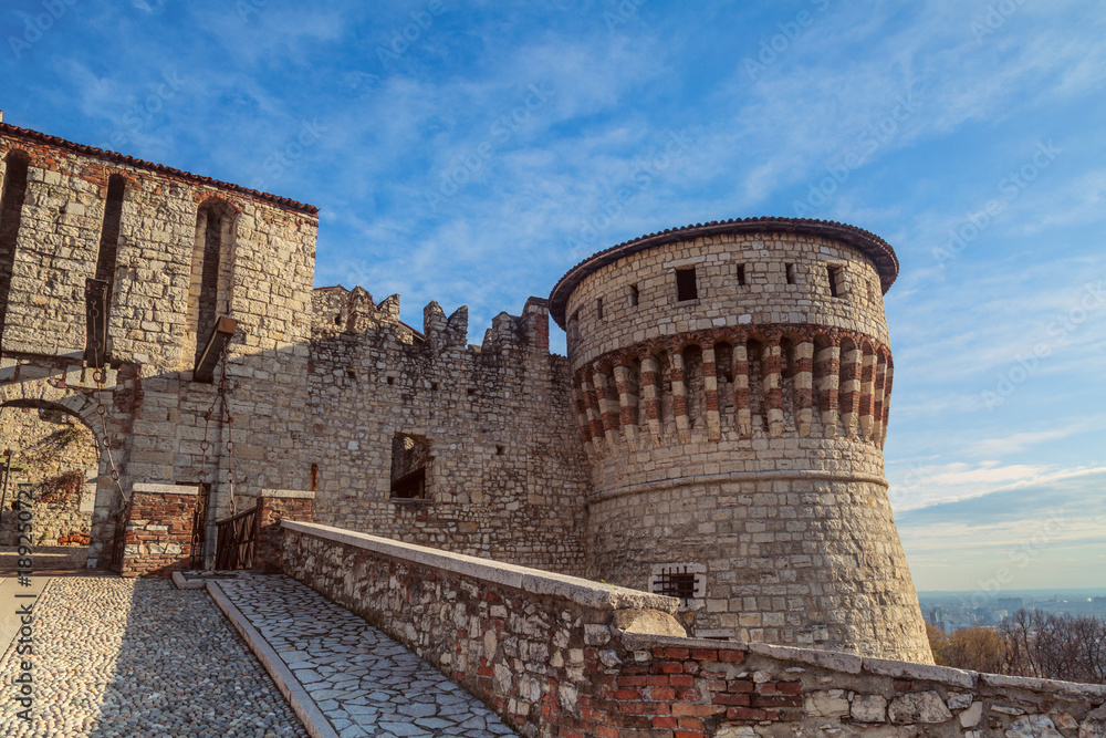 Castle inner entrance in Brescia, Italy