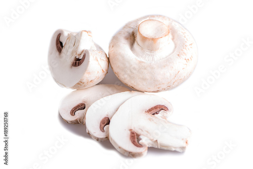 white mushrooms on white background