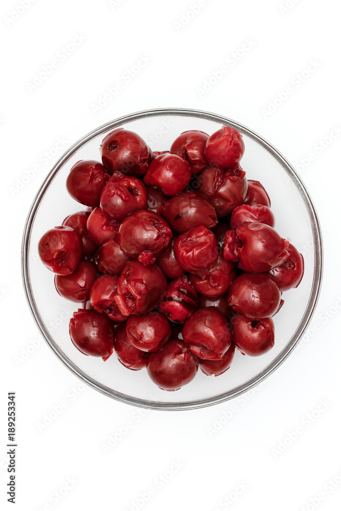 Rote Kirschen in einer Glasschale Rote Kirschen in einer Glasschale