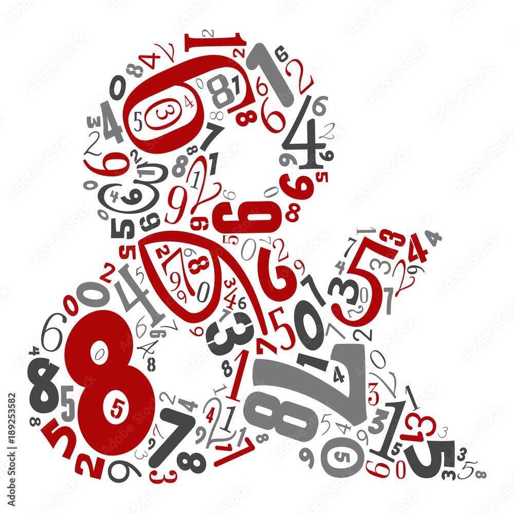 Vector conceptual red, gray and black playful funny education font made of number collection or group on character shapes isolated on white background. A modern art alphabet learning element design Vector conceptual red, gray and black playful funny education font made of number collection or group on character shapes isolated on white background. A modern art alphabet learning element design