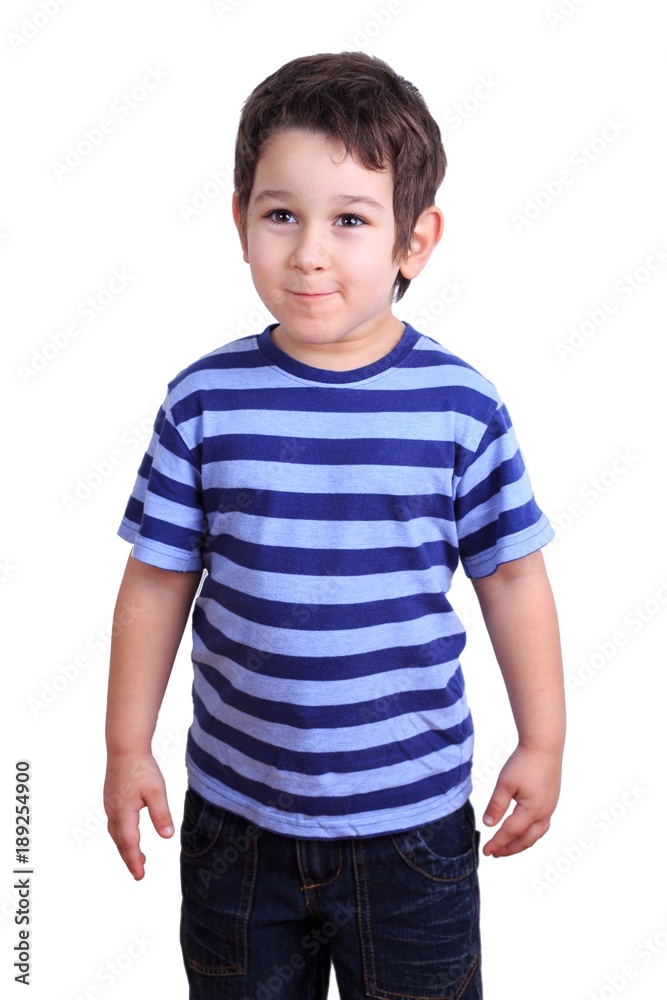 Cute little boy grimacing, isolated on white. Emotions, feelings, states of mind, childhood concept Cute little boy grimacing, isolated on white. Emotions, feelings, states of mind, childhood concept