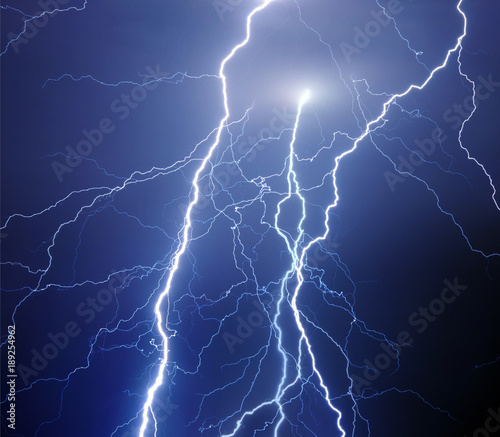 Fork lightning during night storm