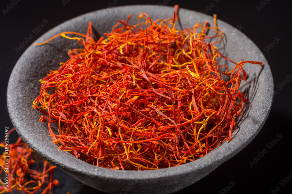 Fototapeta premium Macro collection, expensive real dried saffron spice close up