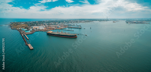 Aerial panorama of Port Phillip Bay near Williamstown, Melbourne, Australia photo