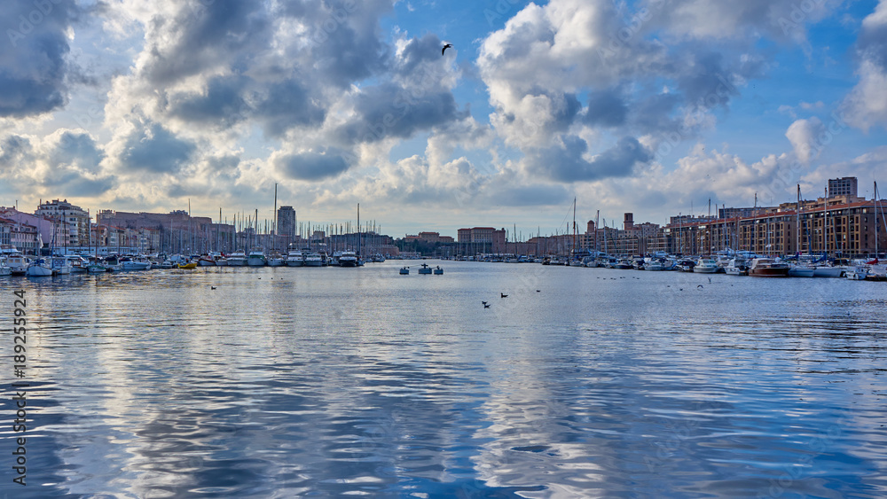 Obraz premium Marseille / France / January 2018 : View Of Vieux Port at Dawn