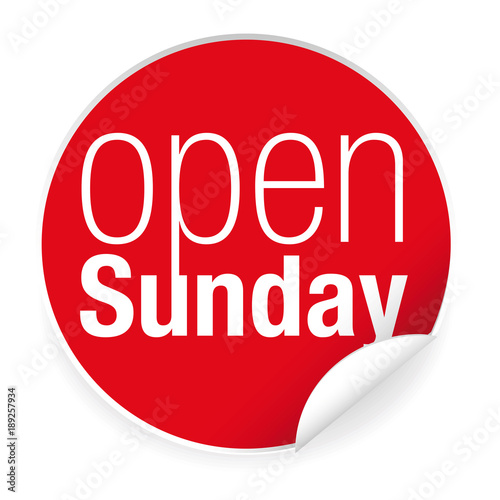Open sunday label sticker