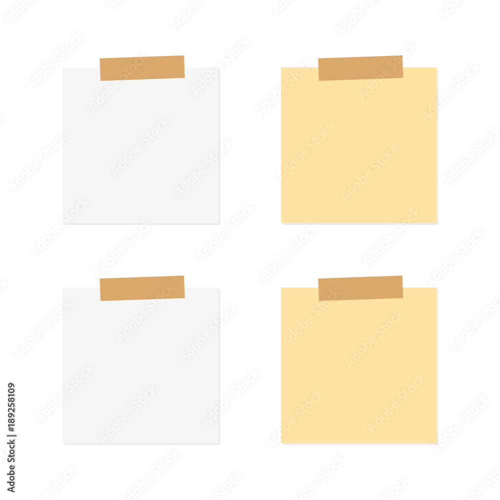 set of paper sheet pined with sticky tape- vector illustration set of paper sheet pined with sticky tape- vector illustration