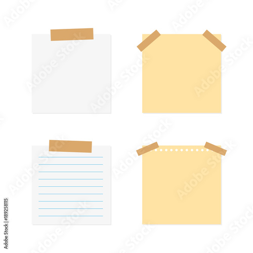 set of paper sheet pined with sticky tape- vector illustration
