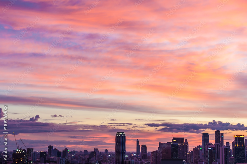 Beautiful cityscape in twilight time, Bangkok Thailand.