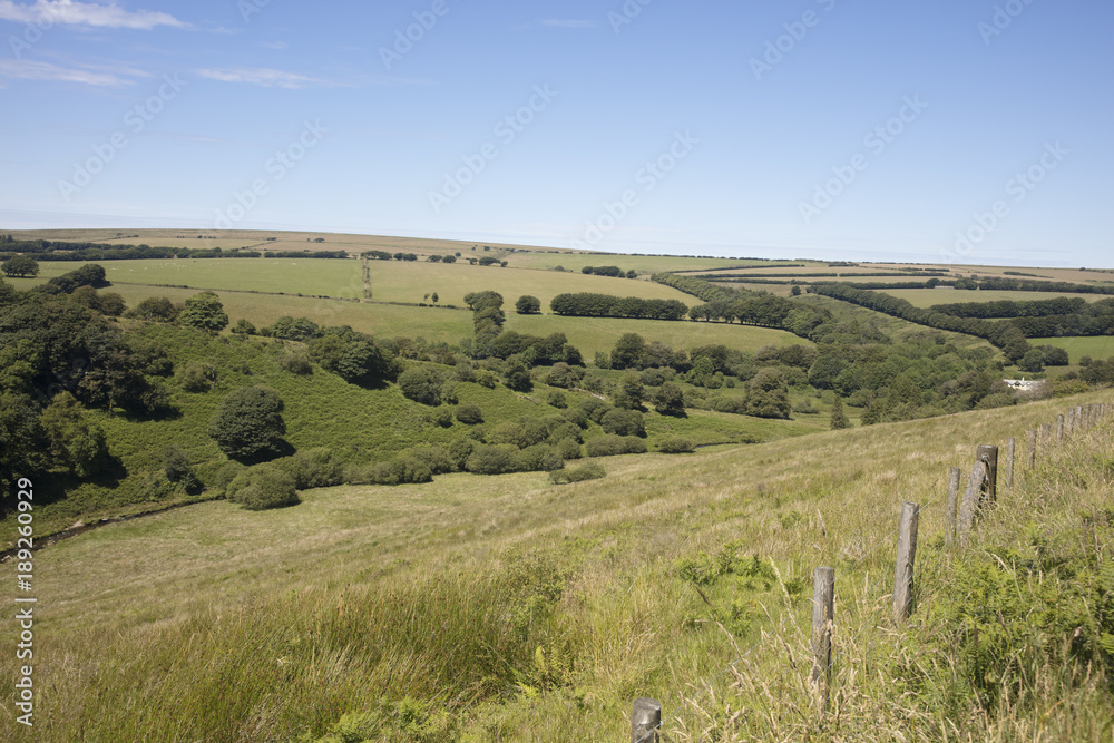Naklejka premium Exmoor National Park and farmland North Devon England