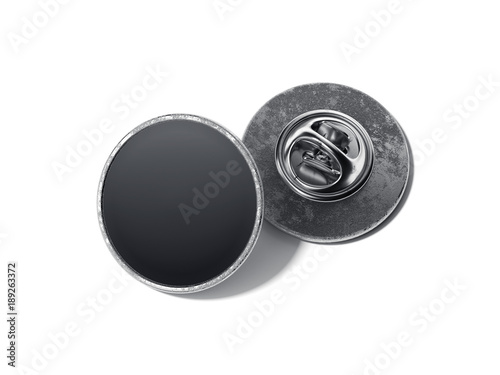Round lapel pin with black blank face. 3d rendering