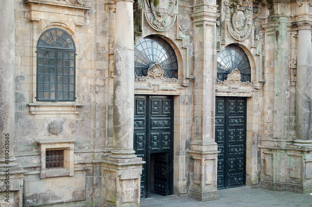 The cathedral's northern gate, called Azabacheria Portal (Puerta de Azabachería) - Santiago de Compostela, Galicia, Spain