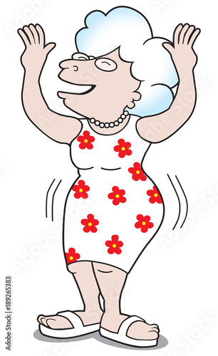A mature grandma is getting into her dance