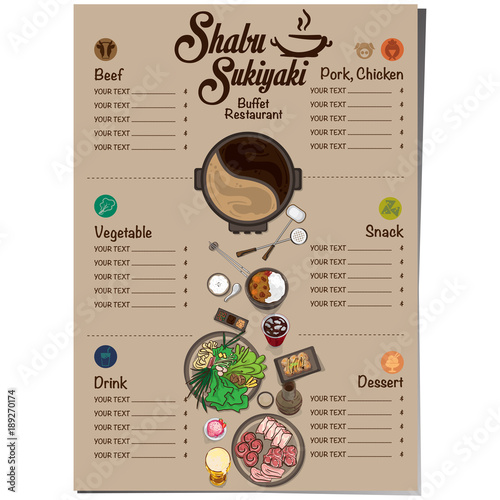 menu shabu sukiyaki restaurant template design graphic objects