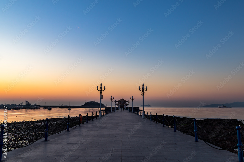 Zhanqiao pier at sunrise, Qingdao, Shandong, China