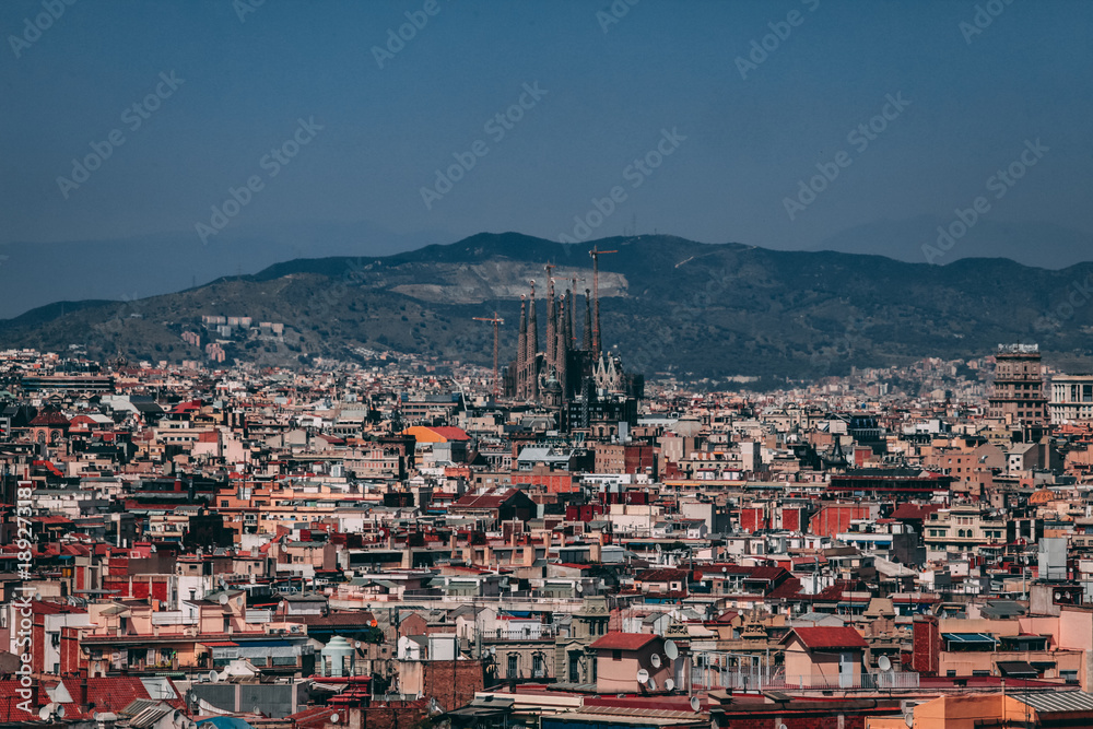 Barcelona City Scape with La Sagrada Familia