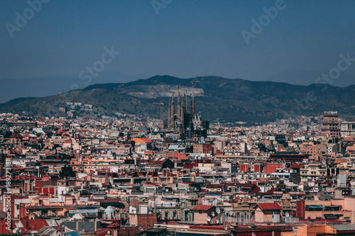 Barcelona City Scape with La Sagrada Familia