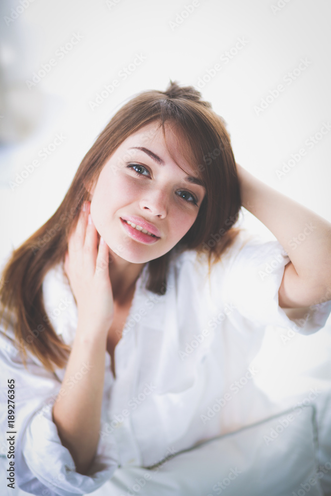 Portrait of beautiful young woman face. Isolated on white background. Portrait of beautiful young woman face. Isolated on white background.