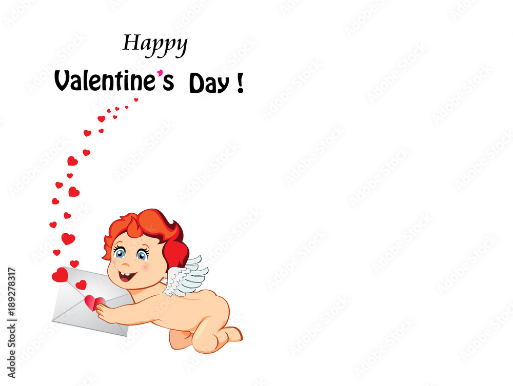 Happy Velrntine's day template with cartoon baby Cupid Happy Velrntine's day template with cartoon baby Cupid