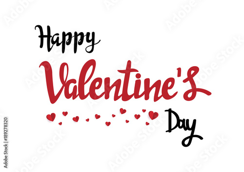 Handwritten romantic greeting card with text happy valentine Day. February 14. minimal concept. Vector Illustration