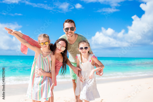 Young family on vacation have a lot of fun together