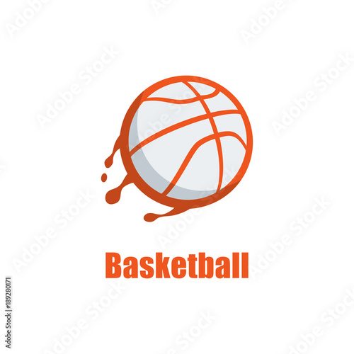 Silhouette of Basketball Ball. Basketball Logo Template with Swooshing Effect. Shooting Ball Vector Illustration