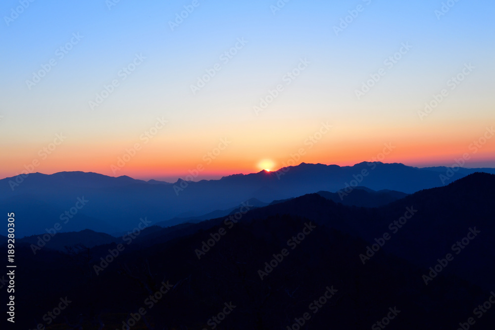 大台ケ原山　日没の情景