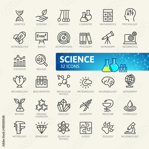Science, scientific activityelements - minimal thin line web icon set. Outline icons collection. Simple vector illustration.