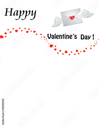 Valentine's template with losed heart stamped envelope