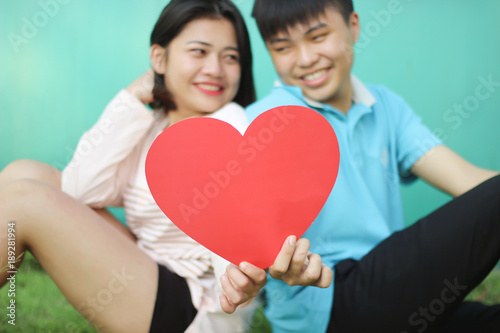 Romantic young couple showing love and care ,valentines day