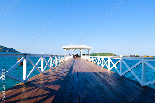 Asadang Wooden bridge at Srichang island , Chonburi,Thailand