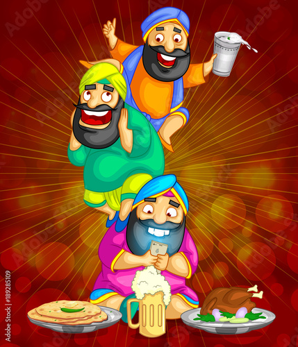 cartoon style Punjabi character illustration