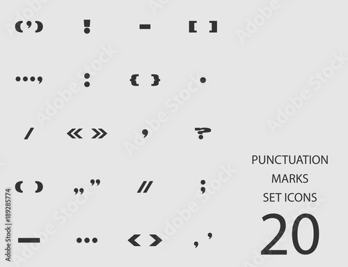 Punctuation marks set of flat icons. Vector illustration