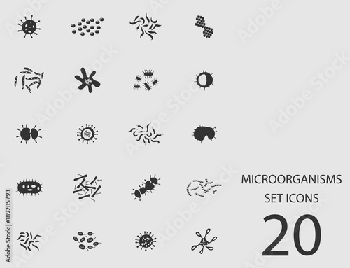 Microorganisms set of flat icons. Vector illustration