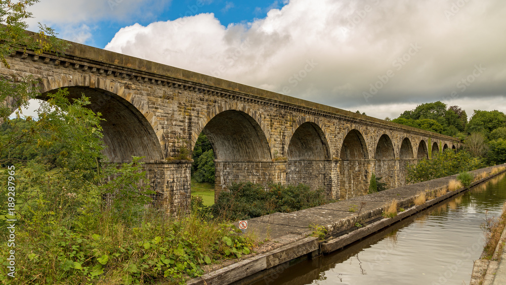 View over the Chirk Aqueduct & Viaduct, near Wrexham, Wales, UK