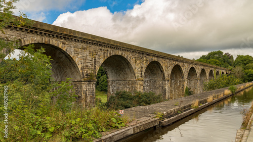 View over the Chirk Aqueduct & Viaduct, near Wrexham, Wales, UK