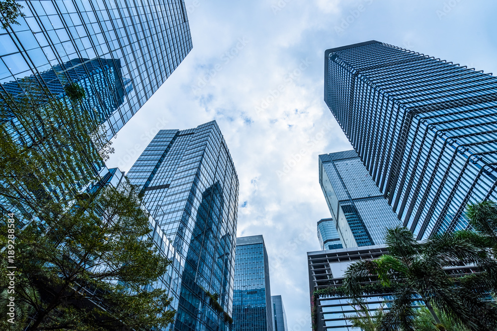 Obraz premium Architecture details Modern Building Glass facade Business background.
