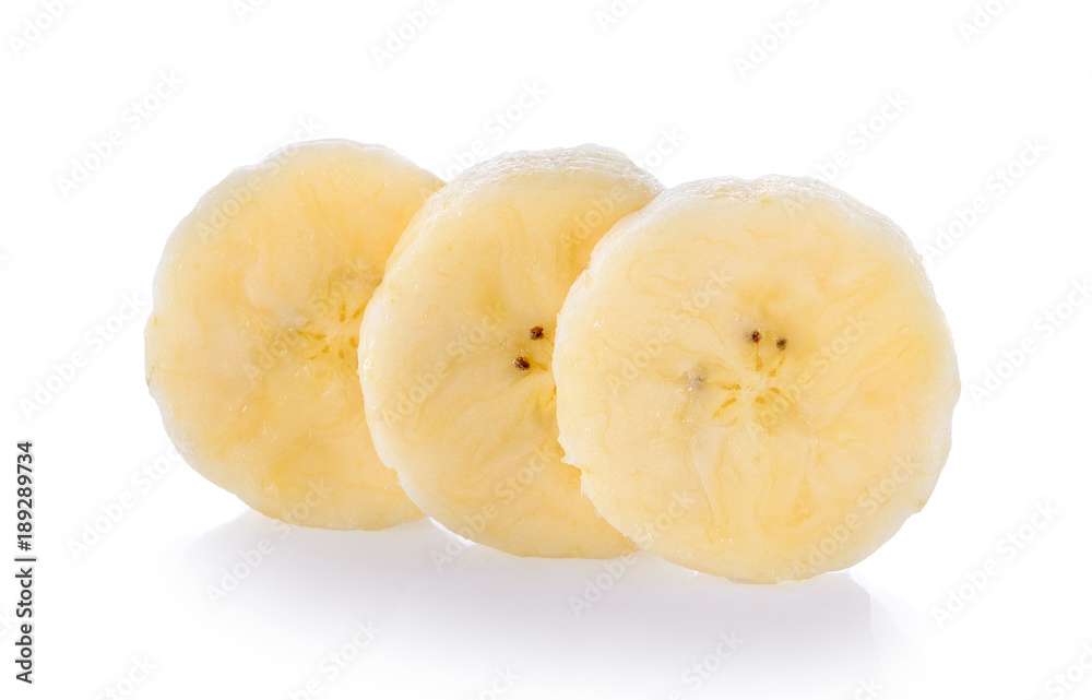 slice banana on white background