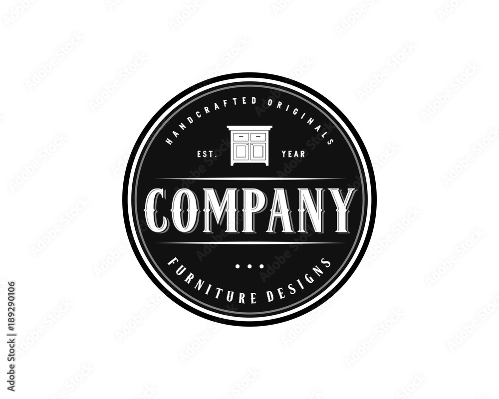 Fototapeta premium Table for Furniture Design Illustration Vintage Logo Flat Circle