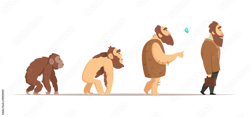 Biology evolution of homo sapiens. Vector characters in cartoon style ...