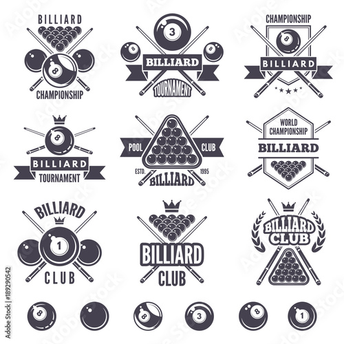 Logos set for billiard club photo